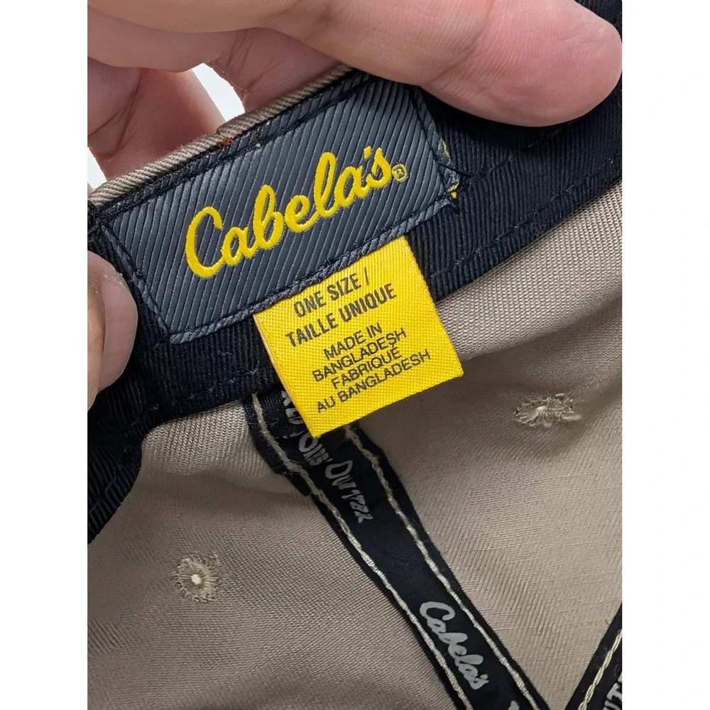 Cabelas Deer Nation Hat Mens Tan Adjustable Hunting Baseball Cap Logo Patch